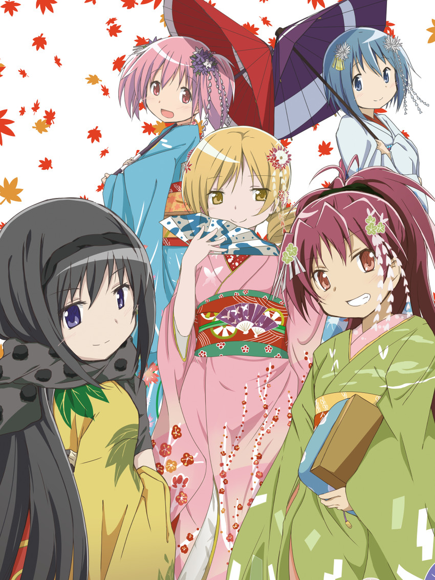 akemi homura, kaname madoka, miki sayaka, sakura kyoko, and tomoe mami (mahou shoujo madoka magica) drawn by akisaka_yamoka