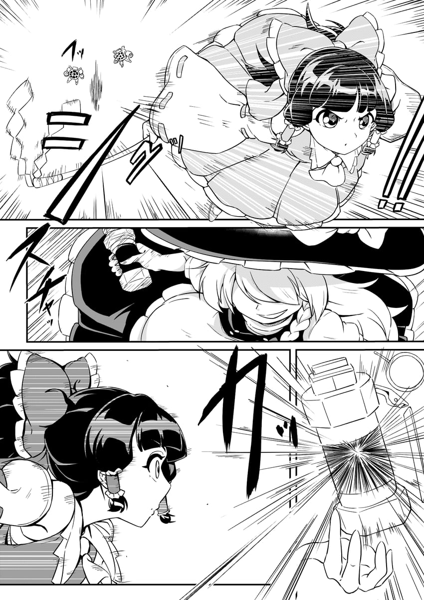 hakurei reimu and kirisame marisa (touhou) drawn by buchi10_2
