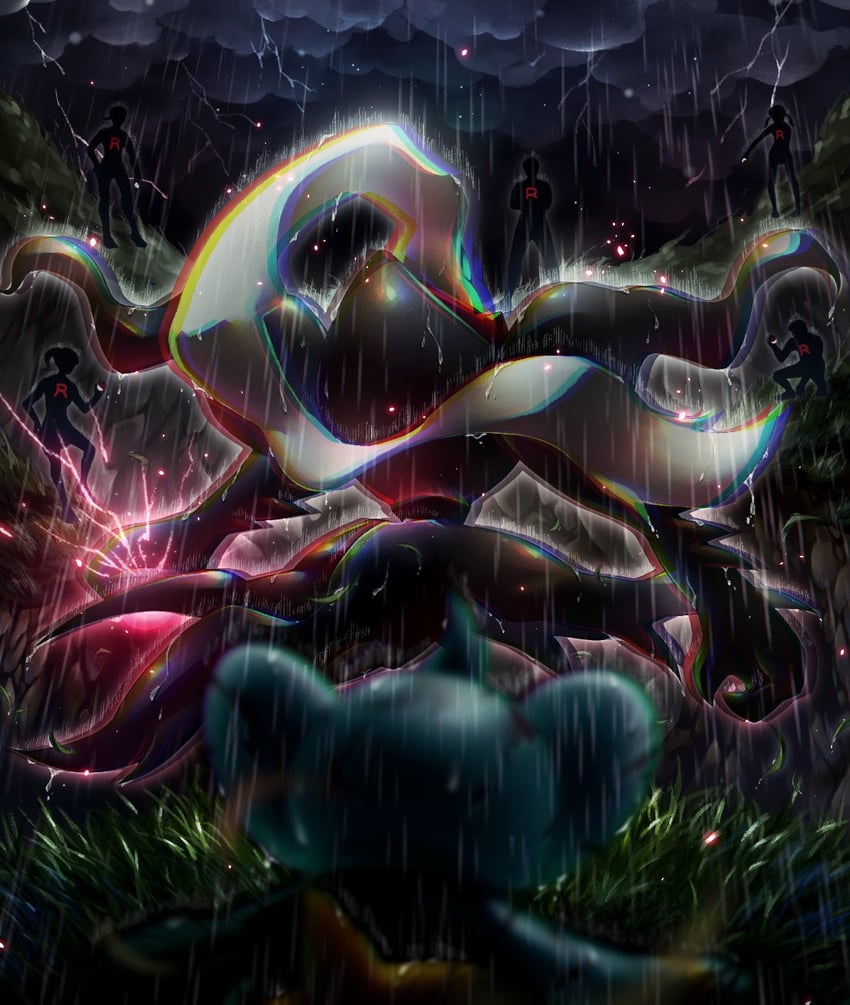 darkrai, shinx, and team rocket grunt (pokemon) drawn by 8686island
