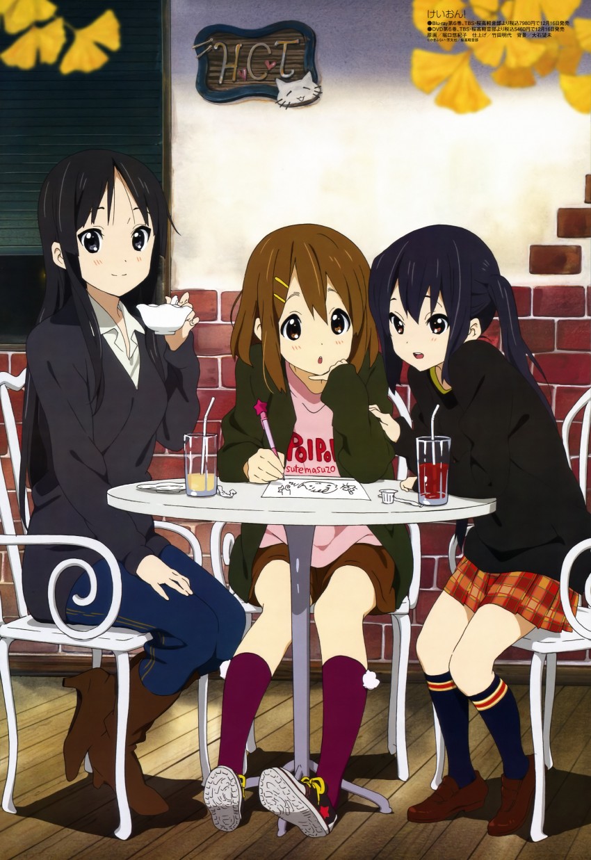 akiyama mio, nakano azusa, and hirasawa yui (k-on! and 1 more) drawn by horiguchi_yukiko