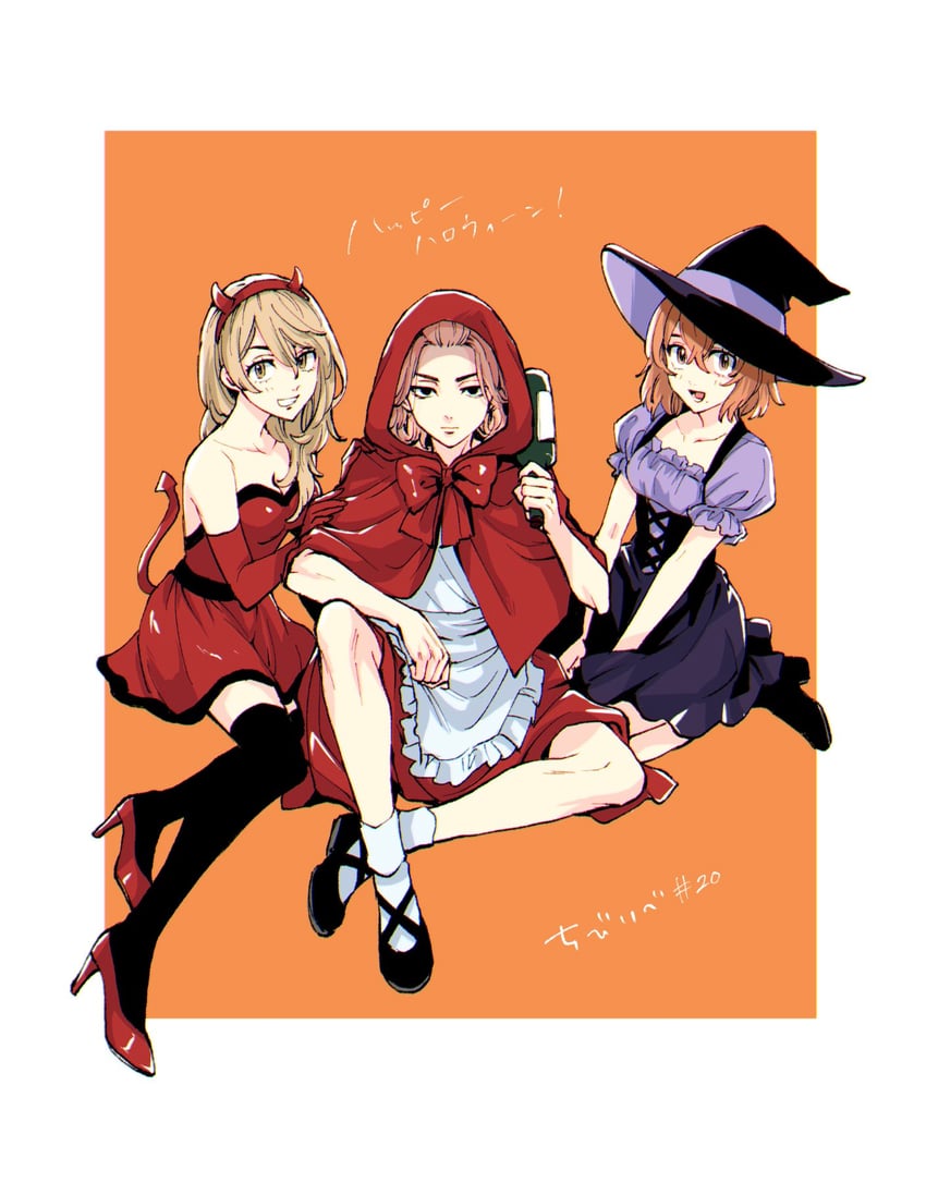 little red riding hood, sano manjirou, sano emma, and tachibana hinata (little red riding hood and 1 more) drawn by sudako_(sudako0120)