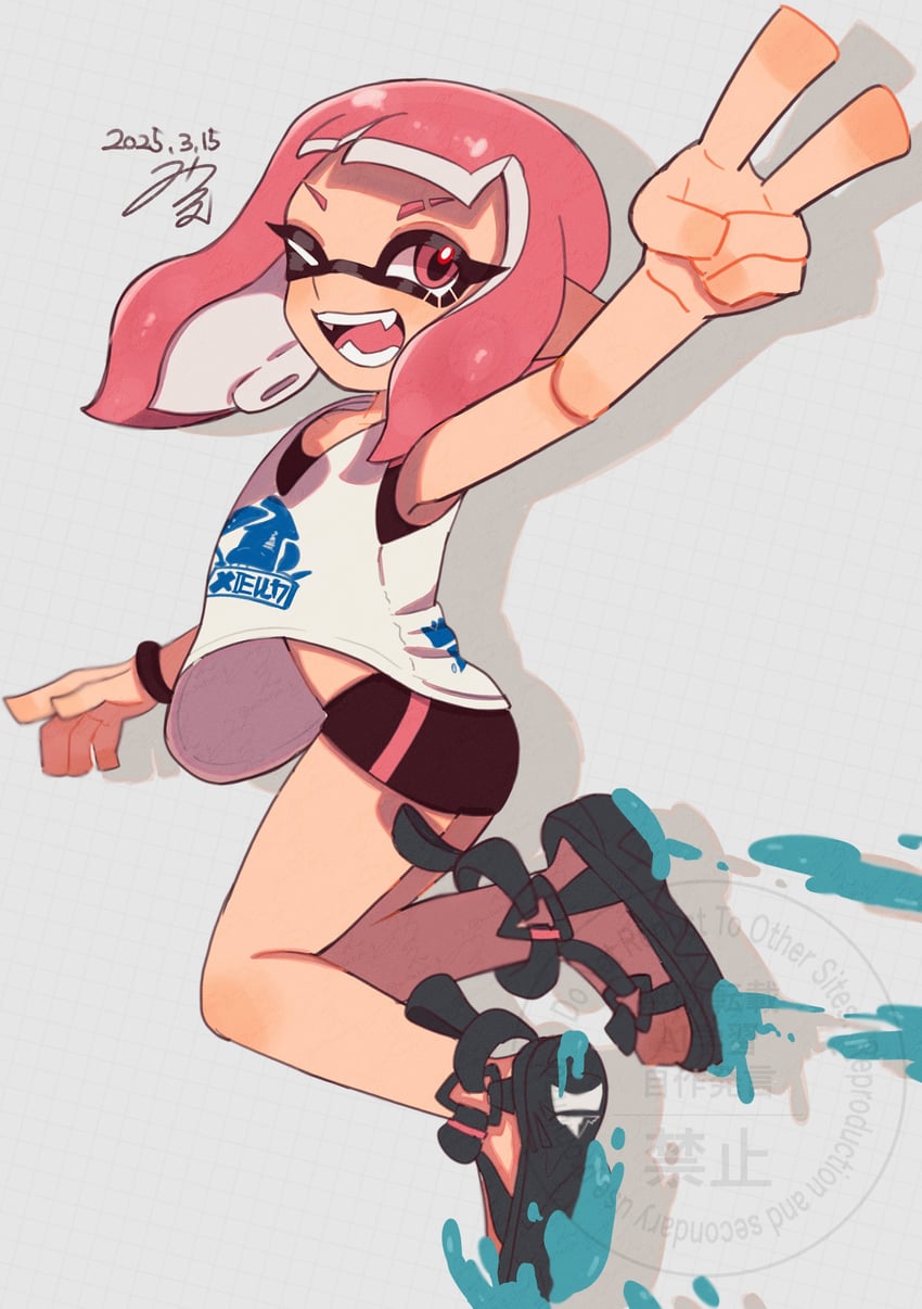 inkling player character, inkling girl, and surume (splatoon and 1 more) drawn by miturun_f