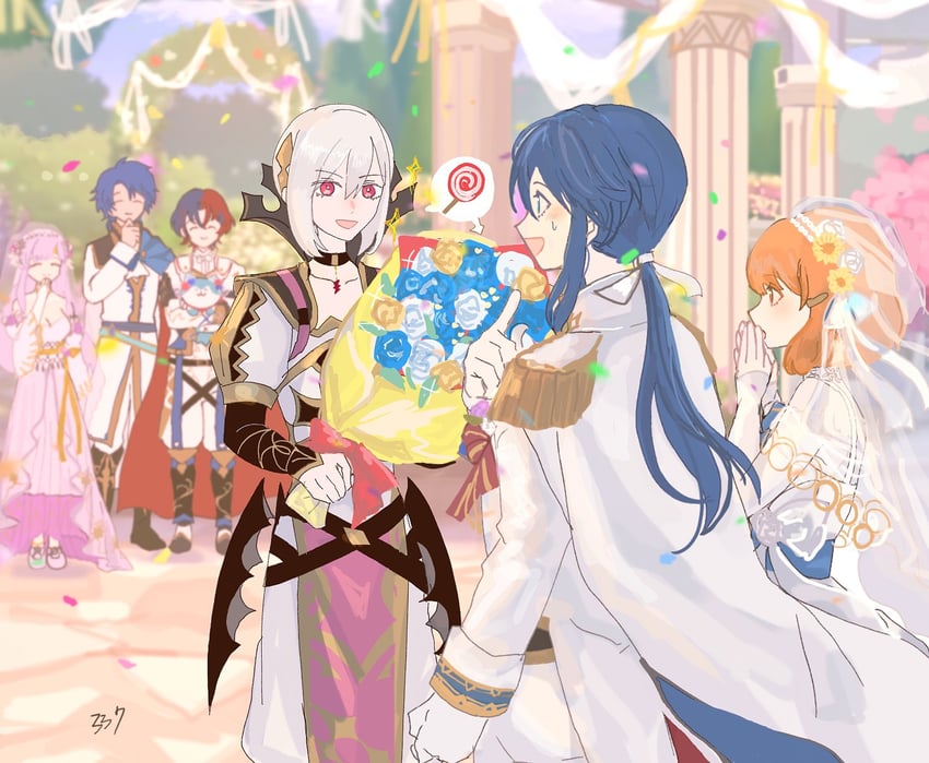 seliph, male alear, sommie, sigurd, rafal, and 2 more (fire emblem and 3 more) drawn by sasaki_(dkenpisss)