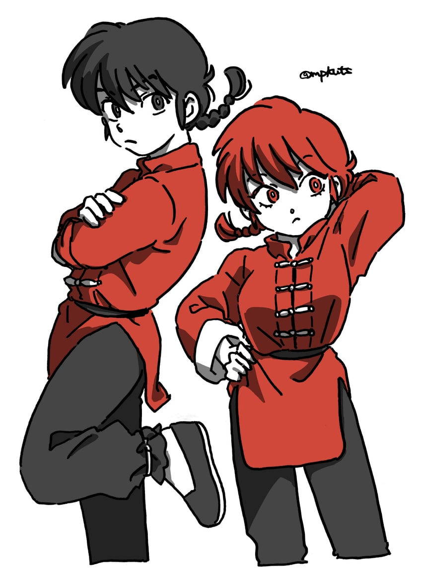 ranma-chan and saotome ranma (ranma 1/2) drawn by mpkuts