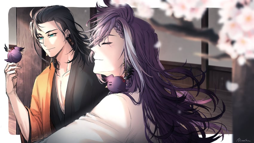 banzoin hakka, josuiji shinri, and hakkito (holostars and 1 more) drawn by potamikouu