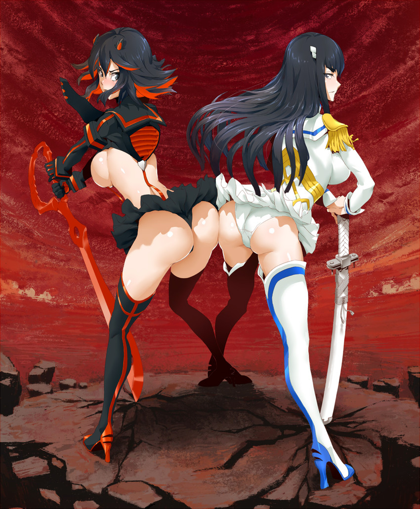 matoi ryuuko, senketsu, kiryuuin satsuki, and junketsu (kill la kill) drawn by y_(ketn)