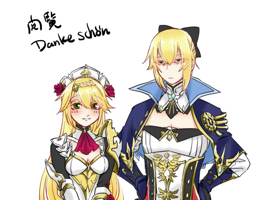 jean, noelle, noel vermillion, and jin kisaragi (genshin impact and 1 more) drawn by mi_sheng