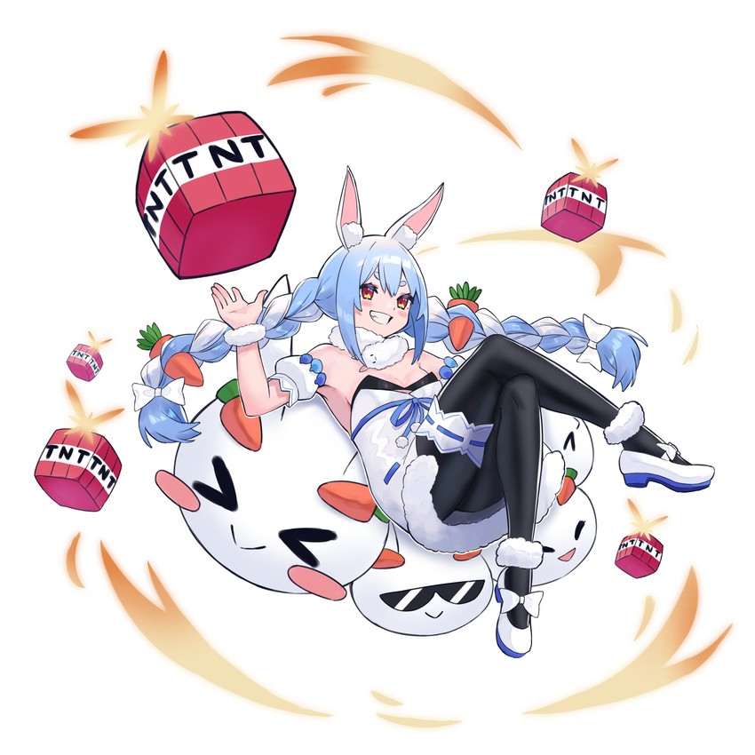 usada pekora, don-chan, and pekomon (hololive and 1 more) drawn by gudanco_(nyanmeowzer)