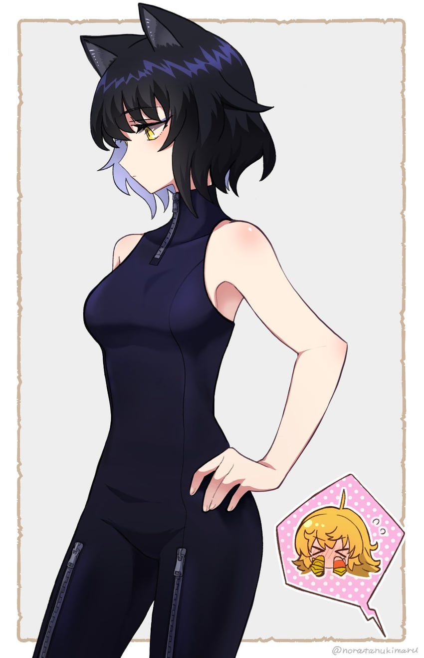 yang xiao long and blake belladonna (rwby) drawn by noratanukimaru
