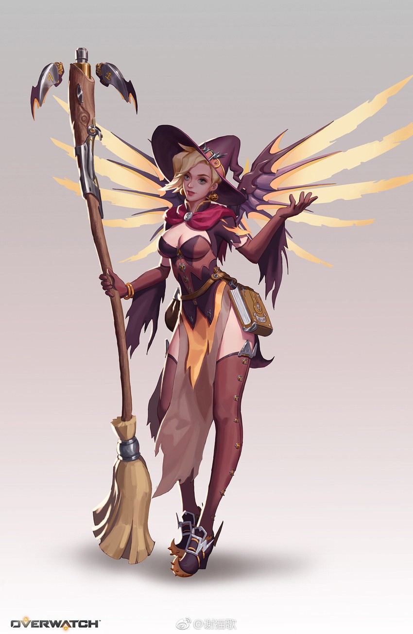 mercy and witch mercy (overwatch and 1 more) drawn by maggie_xie