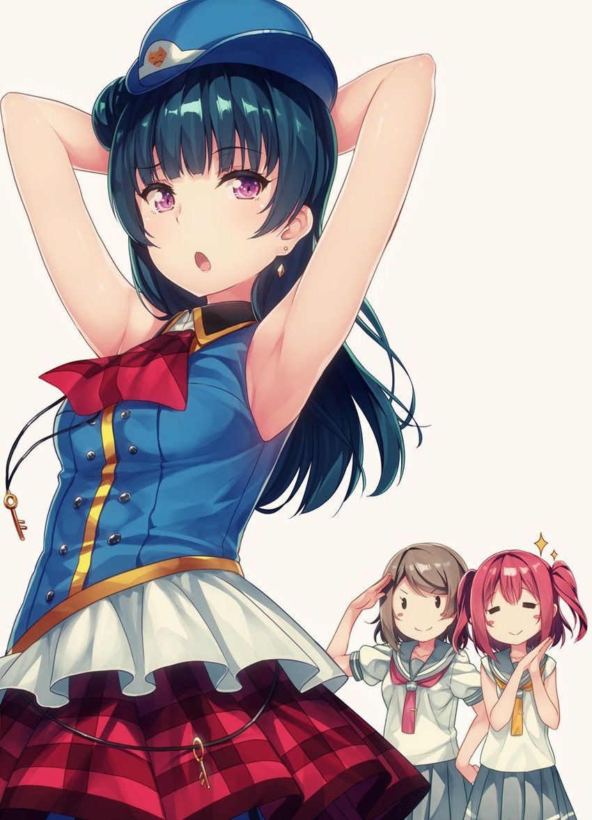 watanabe you, tsushima yoshiko, and kurosawa ruby (love live! and 1 more) drawn by siva_(executor)