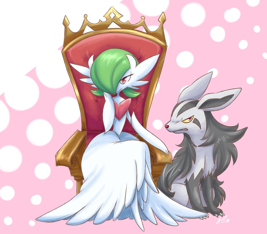 gardevoir, mega gardevoir, and mightyena (pokemon) drawn by mahoxyshoujo