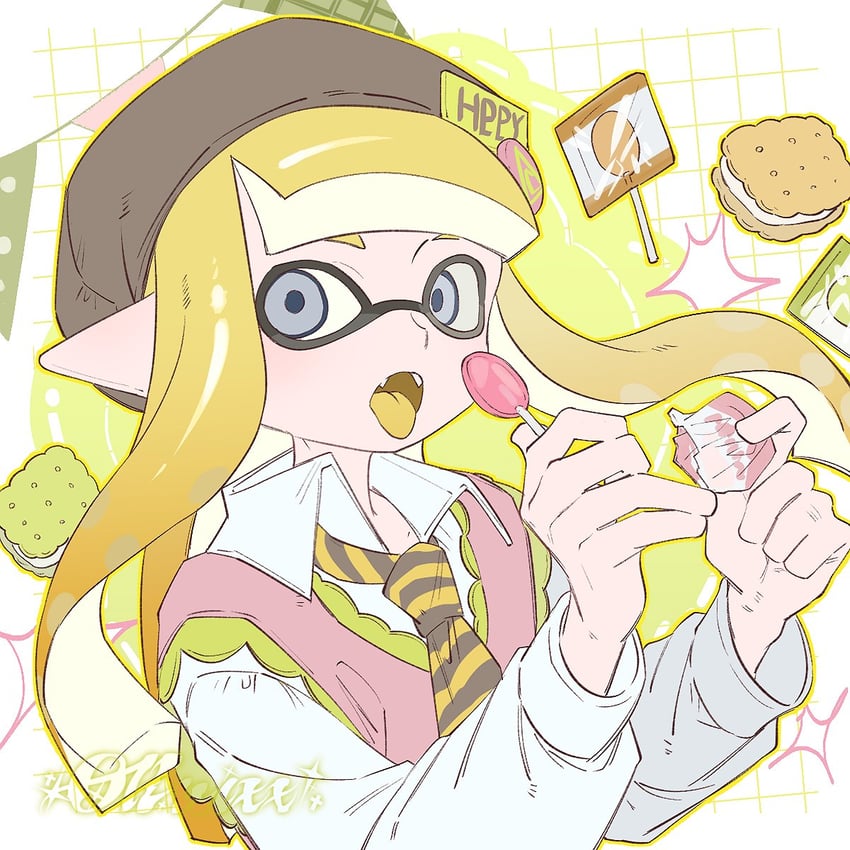 inkling player character and inkling girl (splatoon) drawn by kiwi_splatoon