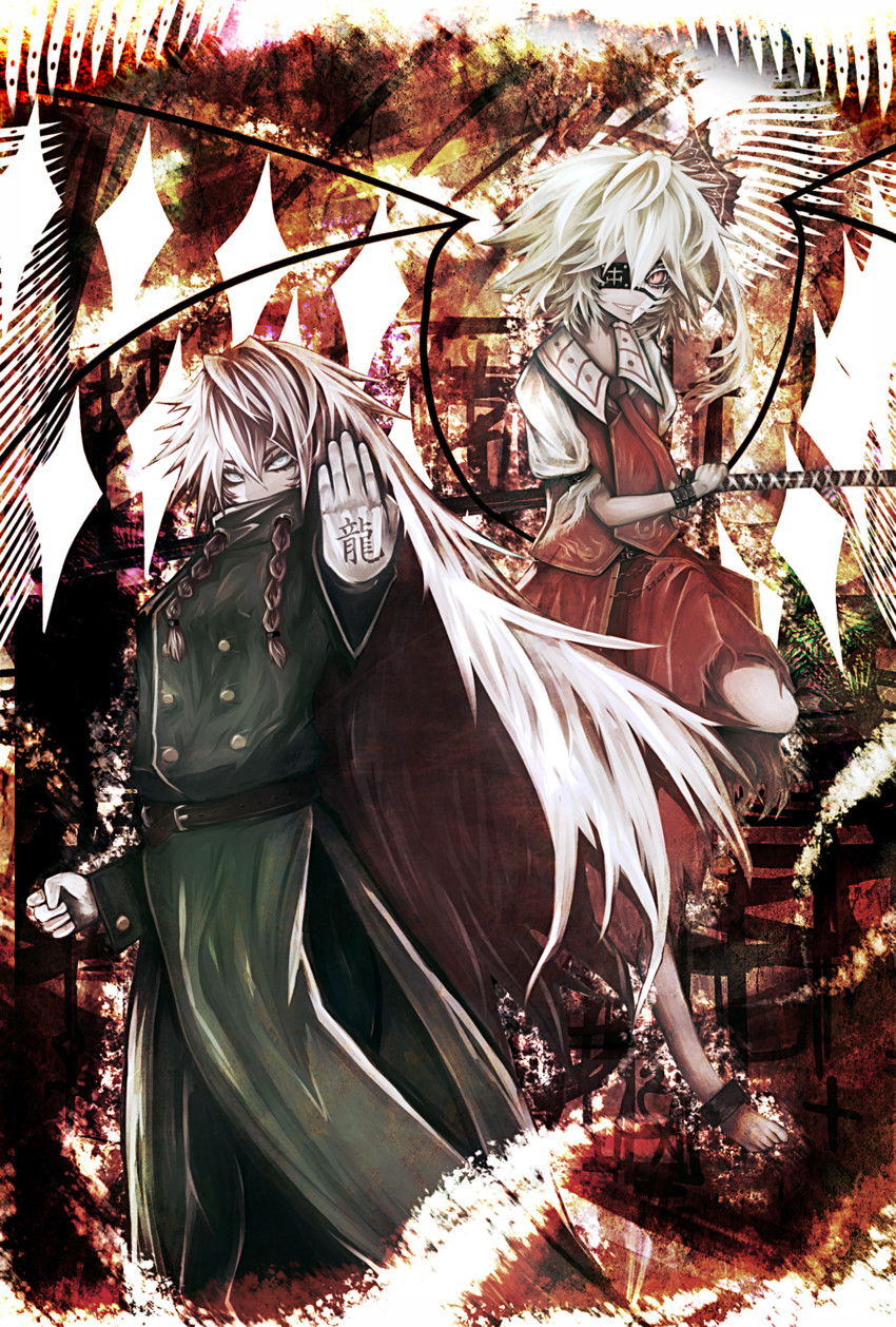 flandre scarlet and hong meiling (touhou and 2 more) drawn by denpa_rasaito