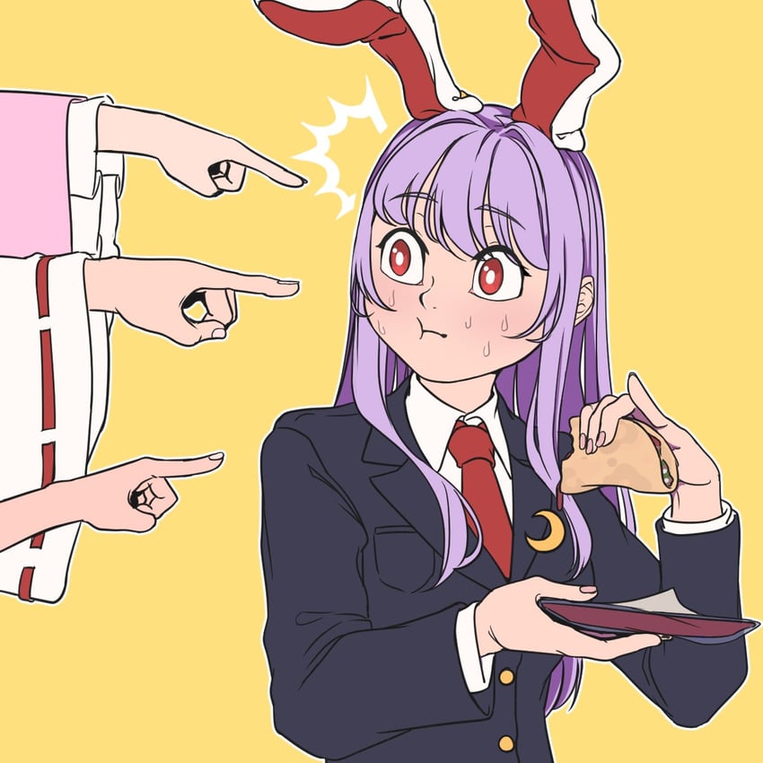hakurei reimu, reisen udongein inaba, houraisan kaguya, and inaba tewi (touhou) drawn by mefomefo