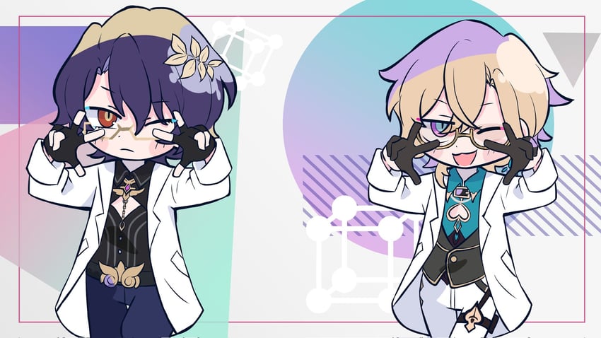 aventurine and dr. ratio (honkai and 2 more) drawn by kinoerou