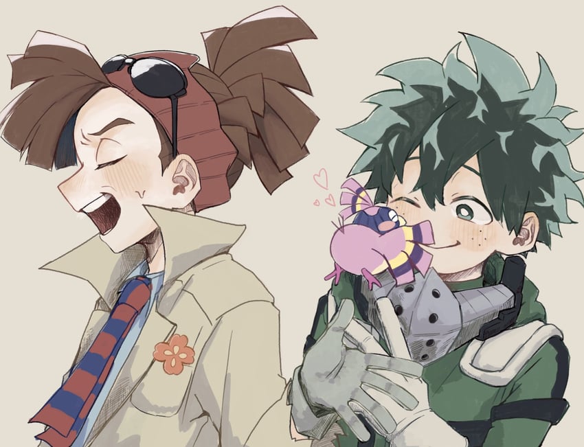 midoriya izuku, rody soul, and pino (boku no hero academia) drawn by suika_yarou_84