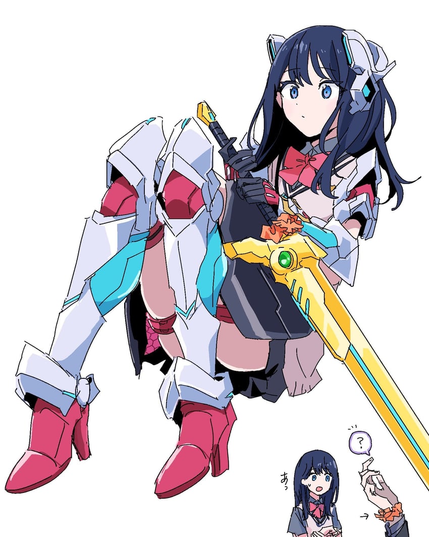 takarada rikka, gridman, and samurai calibur (gridman universe) drawn by himagosan