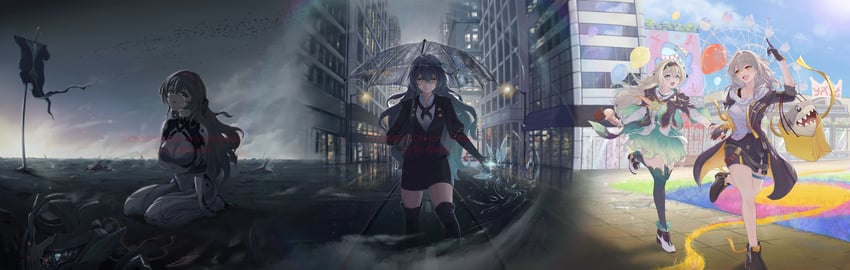 trailblazer, stelle, and firefly (honkai and 1 more) drawn by redfield09