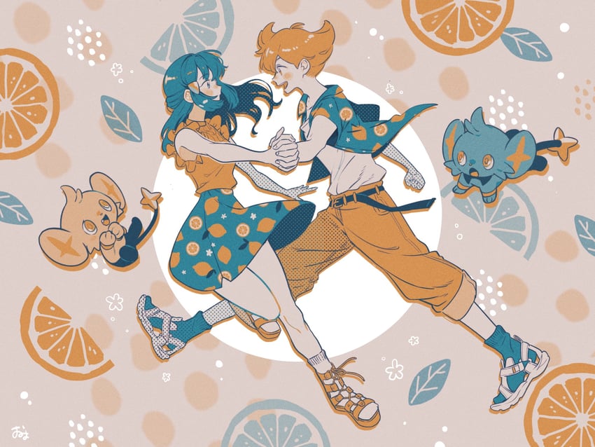 dawn, barry, and shinx (pokemon and 1 more) drawn by omyo_(myomyomyo22)