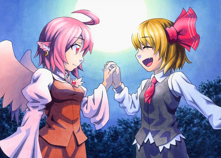rumia and mystia lorelei (touhou) drawn by kawachi_koorogi