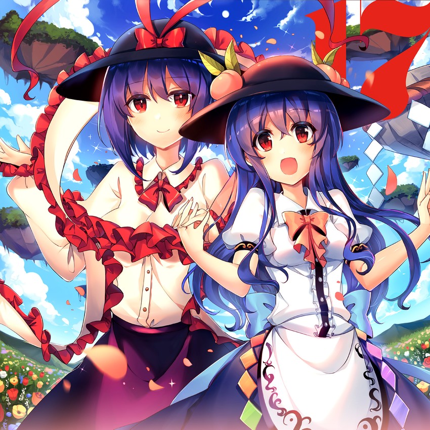 hinanawi tenshi and nagae iku (touhou and 1 more) drawn by kirero