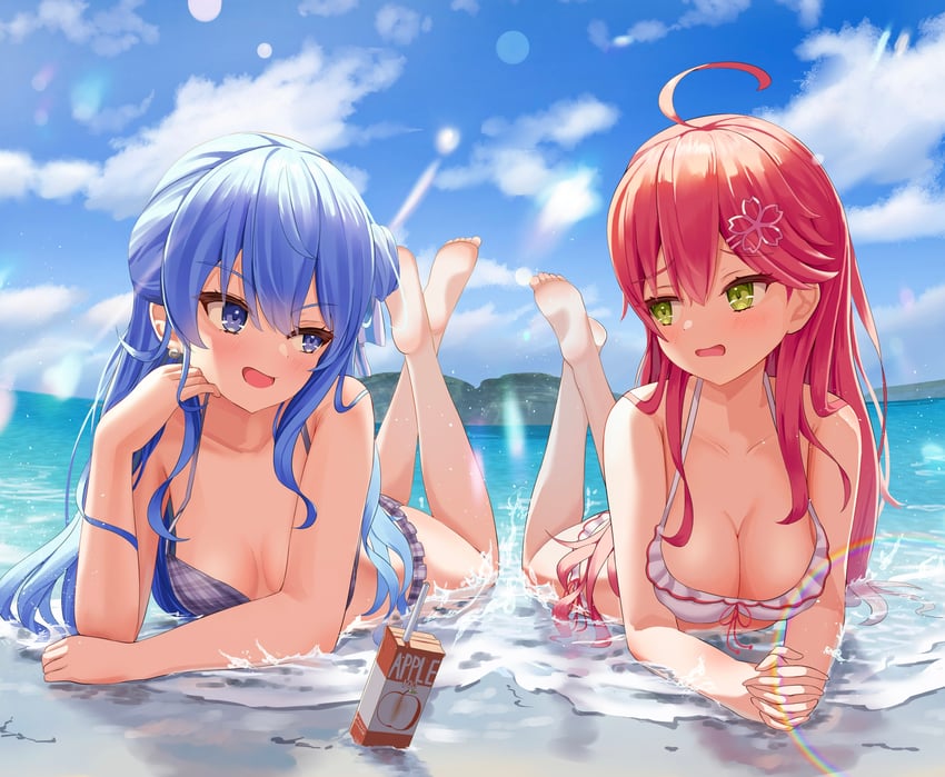 hoshimachi suisei and sakura miko (hololive) drawn by asakura_(asa_t77)