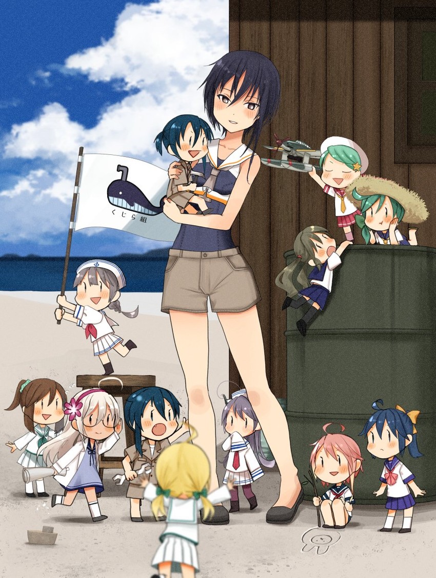 fairy, i-13, prototype fat type 95 oxygen torpedo kai, and seiran (kantai collection) drawn by annin_musou