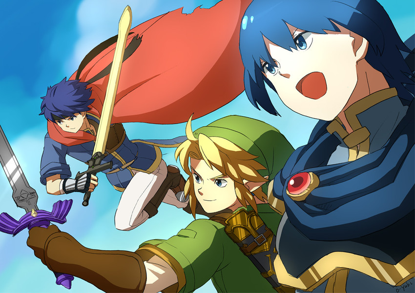 link, ike, and marth (fire emblem and 4 more) drawn by o-yuki