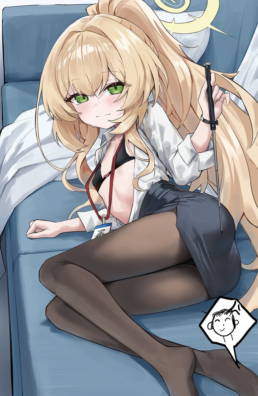 sensei, doodle sensei, and professor niyaniya (blue archive) drawn by honashi