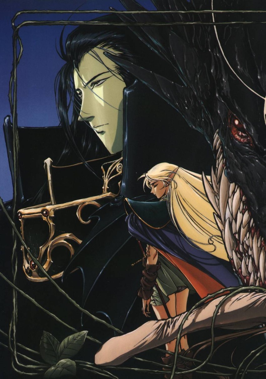 deedlit, ashram, and narse (record of lodoss war) drawn by izubuchi_yutaka