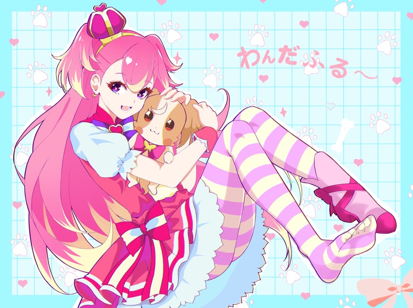 inukai komugi and cure wonderful (precure and 1 more) drawn by kiratto777
