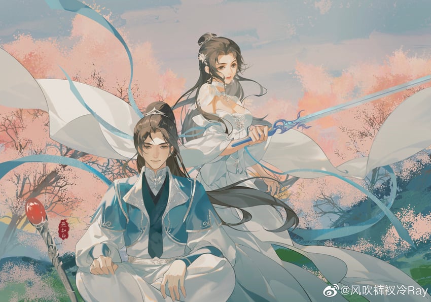 lu xueqi and zhang xiaofan (zhu xian) drawn by feng_chuikucha_leng_ray