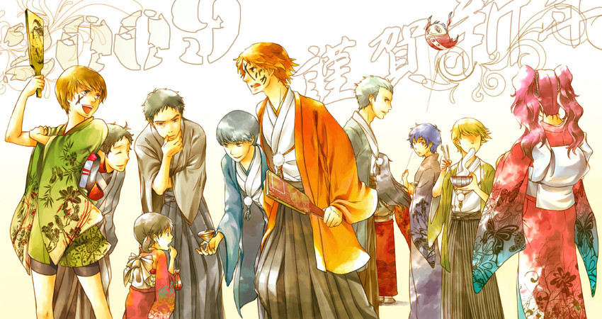 narukami yu, shirogane naoto, satonaka chie, kujikawa rise, amagi yukiko, and 6 more (persona and 1 more) drawn by hazeta_(hichang)
