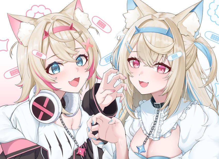 fuwawa abyssgard and mococo abyssgard (hololive and 1 more) drawn by mintz912