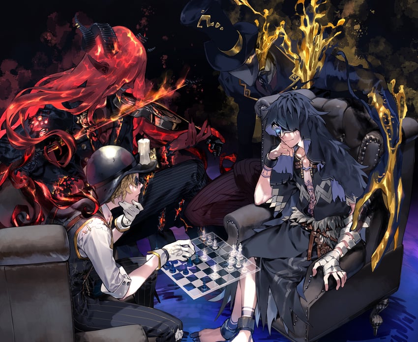 norton campbell, eli clark, antonio, and jack (identity v) drawn by takarai_rihito