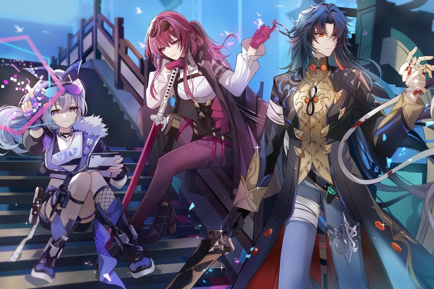 kafka, silver wolf, and blade (honkai and 1 more) drawn by ahk_dh