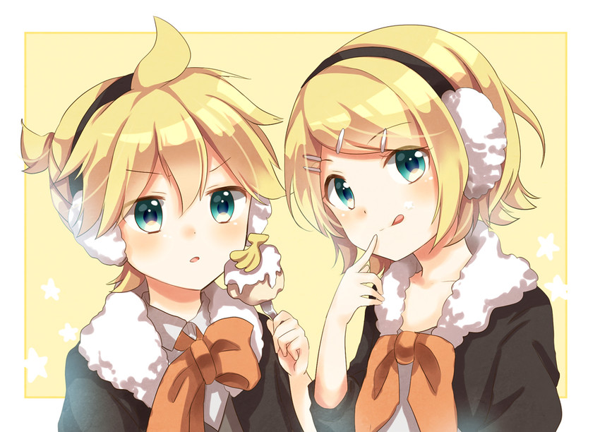 kagamine rin and kagamine len (vocaloid) drawn by gomano_rio