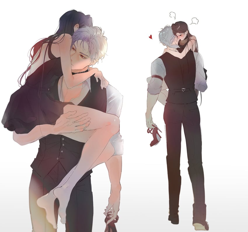 protagonist and sylus (love and deepspace) drawn by ng_ai0