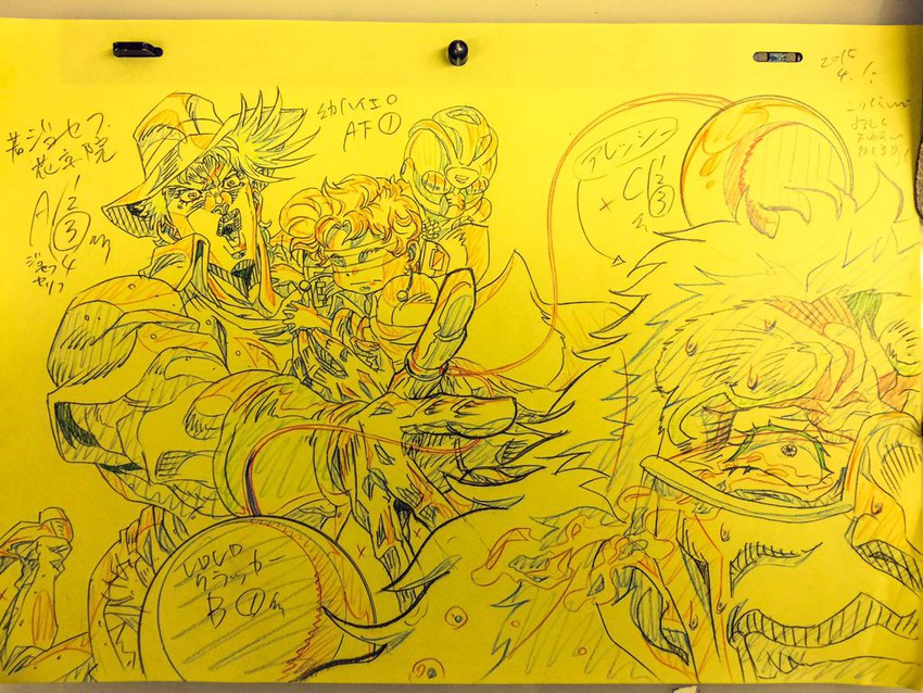 joseph joestar, kakyoin noriaki, hierophant green, and alessi (jojo no kimyou na bouken and 1 more) drawn by ashiya_kouhei