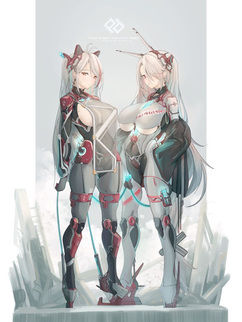 prinz eugen and prinz heinrich (azur lane) drawn by yusha_m