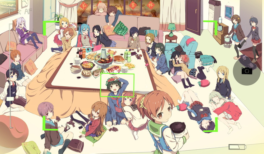 hatsune miku, suzumiya haruhi, akiyama mio, nishizumi miho, misaka mikoto, and 19 more (vocaloid and 13 more) drawn by zhongye_yu