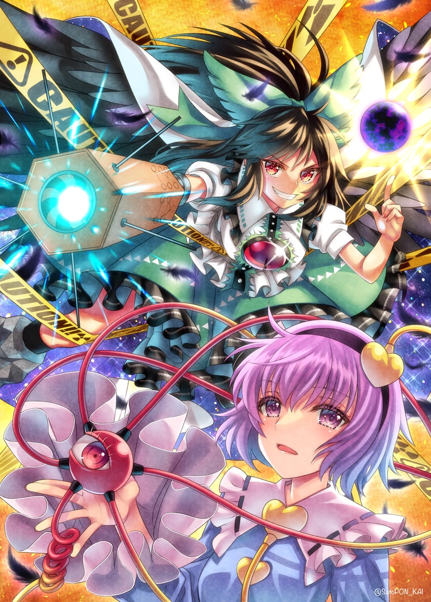 komeiji satori and reiuji utsuho (touhou and 1 more) drawn by sato-pon