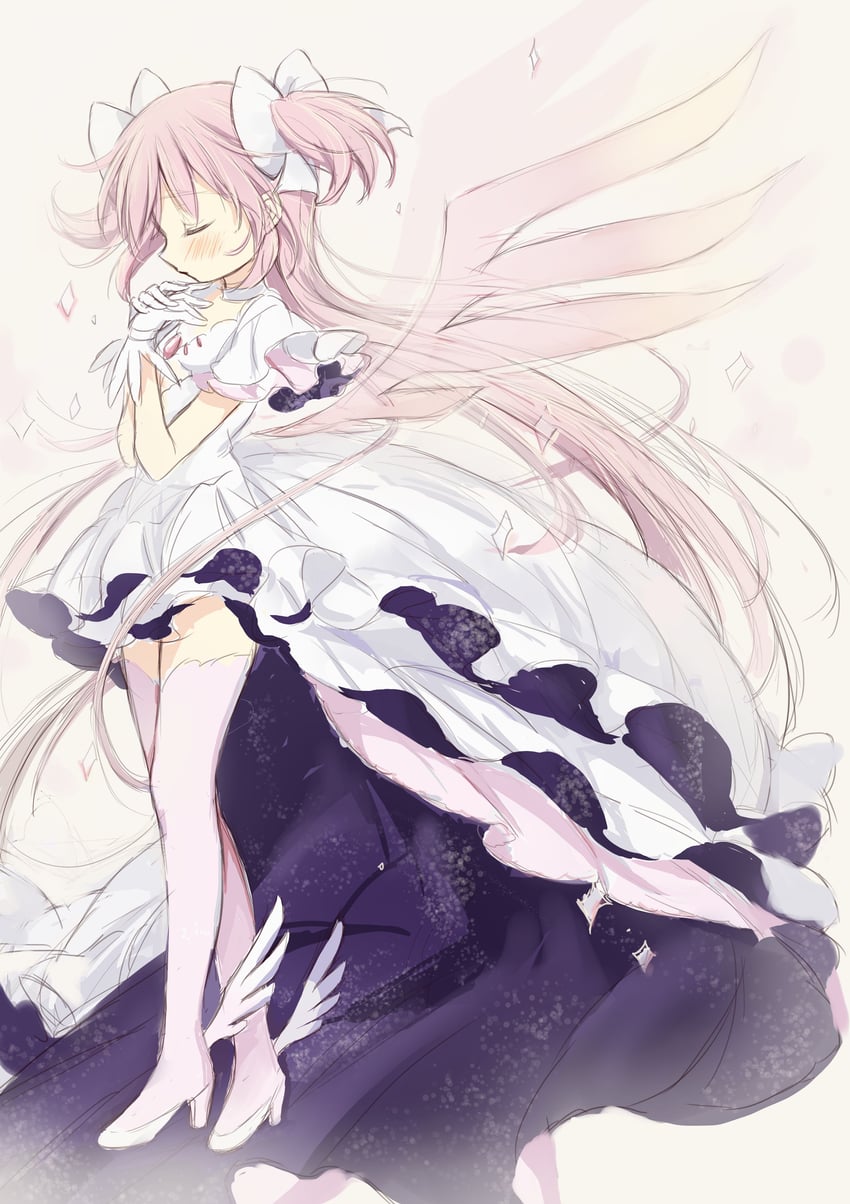 kaname madoka and ultimate madoka (mahou shoujo madoka magica) drawn by hitode