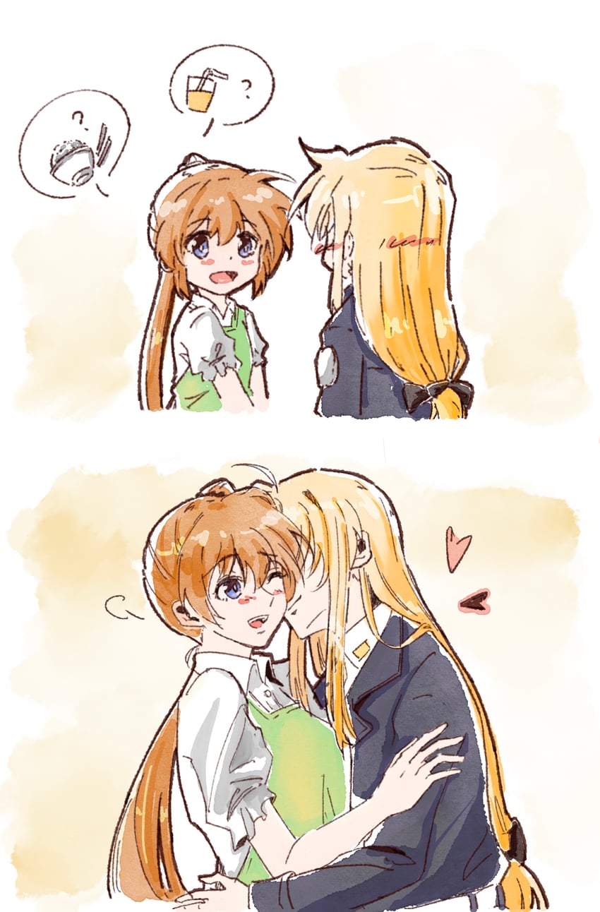 fate testarossa and takamachi nanoha (lyrical nanoha and 1 more) drawn by lastfin