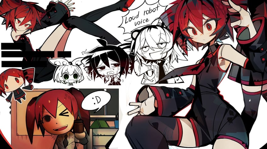 kasane teto, adachi rei, and zundamon (voiceroid and 5 more) drawn by murkmia