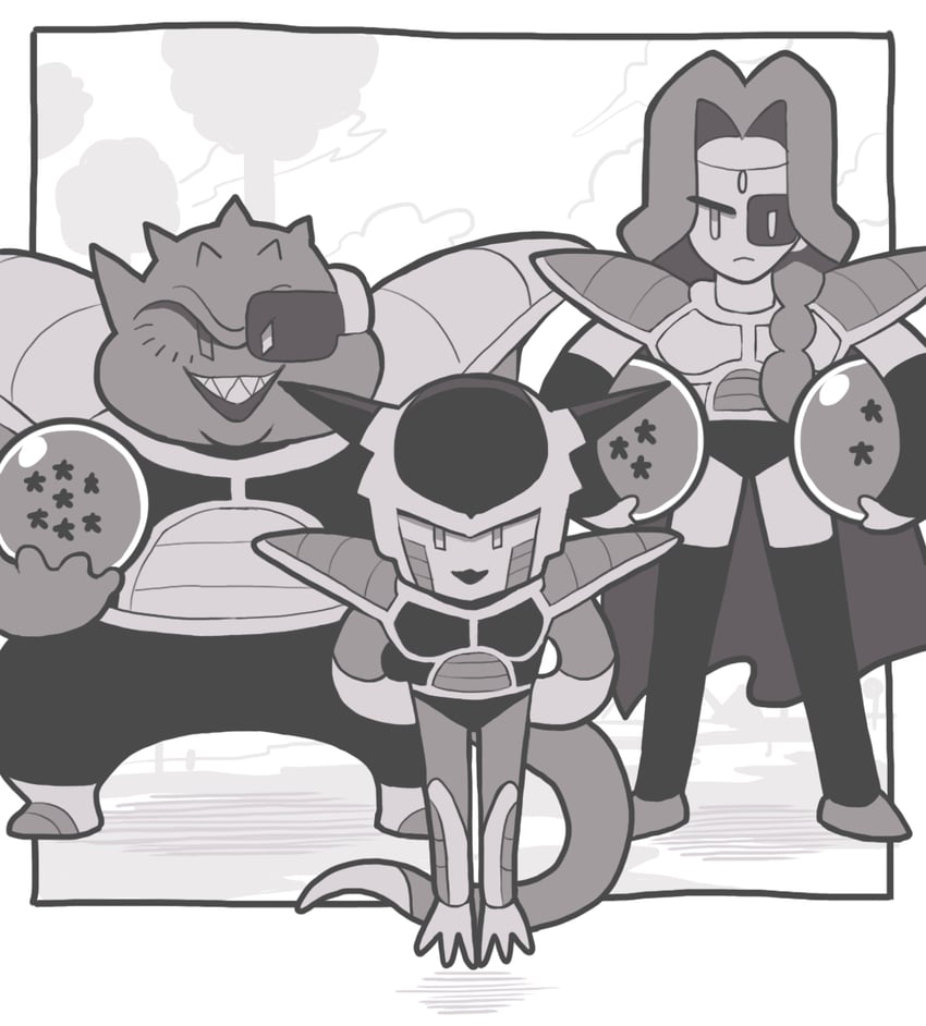 frieza, 1st form frieza, zarbon, and dodoria (dragon ball and 1 more) drawn by gashi-gashi
