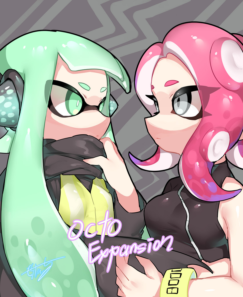 inkling player character, inkling girl, octoling player character, octoling girl, agent 8, and 1 more (splatoon and 2 more) drawn by mochitaichi