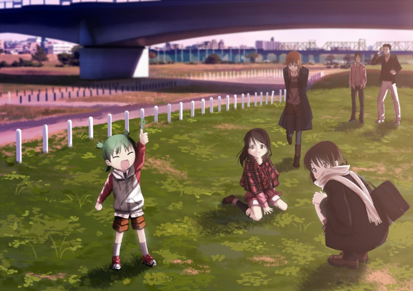 koiwai yotsuba, ayase fuuka, mr. koiwai, ayase ena, ayase asagi, and 1 more (yotsubato!) drawn by nagareboshi