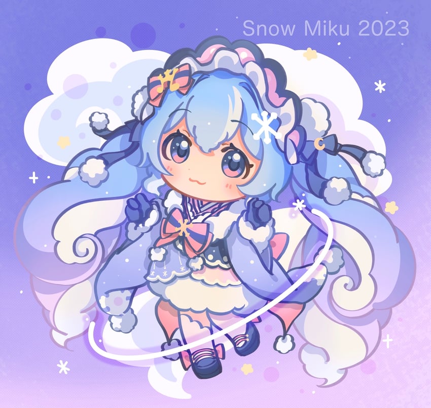 hatsune miku and yuki miku (vocaloid) drawn by moko39_takasora